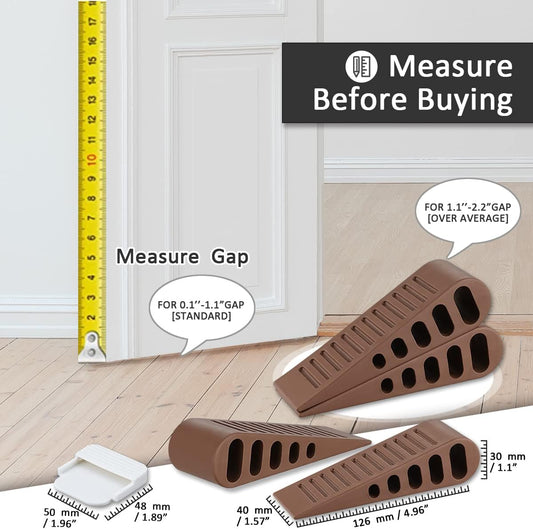 JQK Rubber Door Stopper Wedge, Bronze 2 Pack Soft TPR Premium Door Stops for Bottom of Heavy Duty Door on Tile, Concrete, Carpet, Wooden Floor, DSB61-ORB-P2