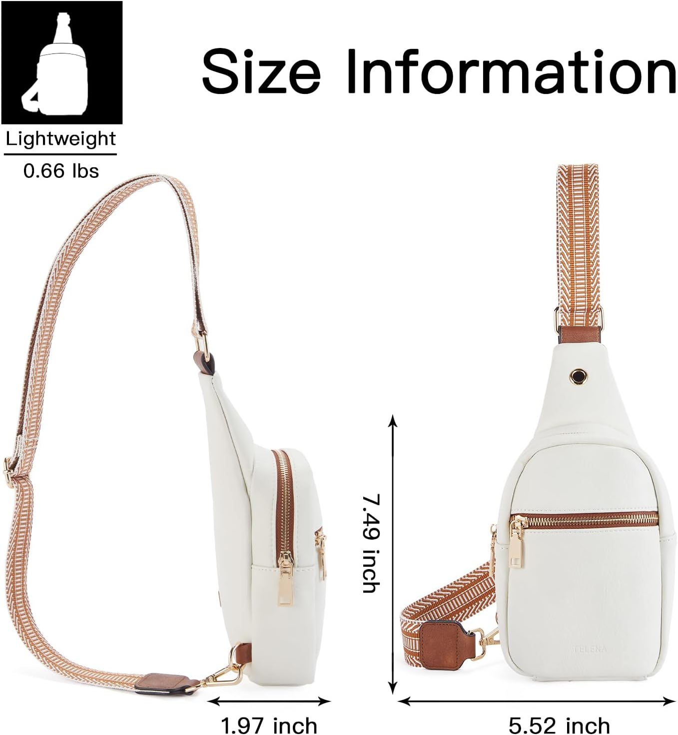 Telena Small Sling Bag for Women Leather Crossbody Fanny Packs Chest Bag for Women