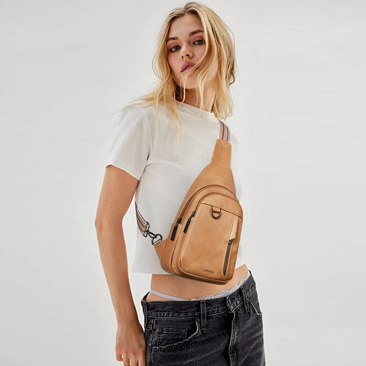 7L Sling Bag for Women Men Leather Small Sling Backpack Daypack Anti Theft Fanny Pack Crossbody Purse Travel