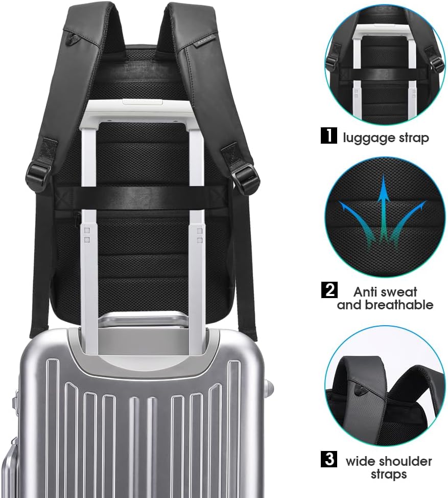 BANGE Business Backpack,Laptop Backpack with USB Charging Port, Slim Business Backpacks Fit for 15.6 INCH,Men Traveling Backpackfor Men and Women