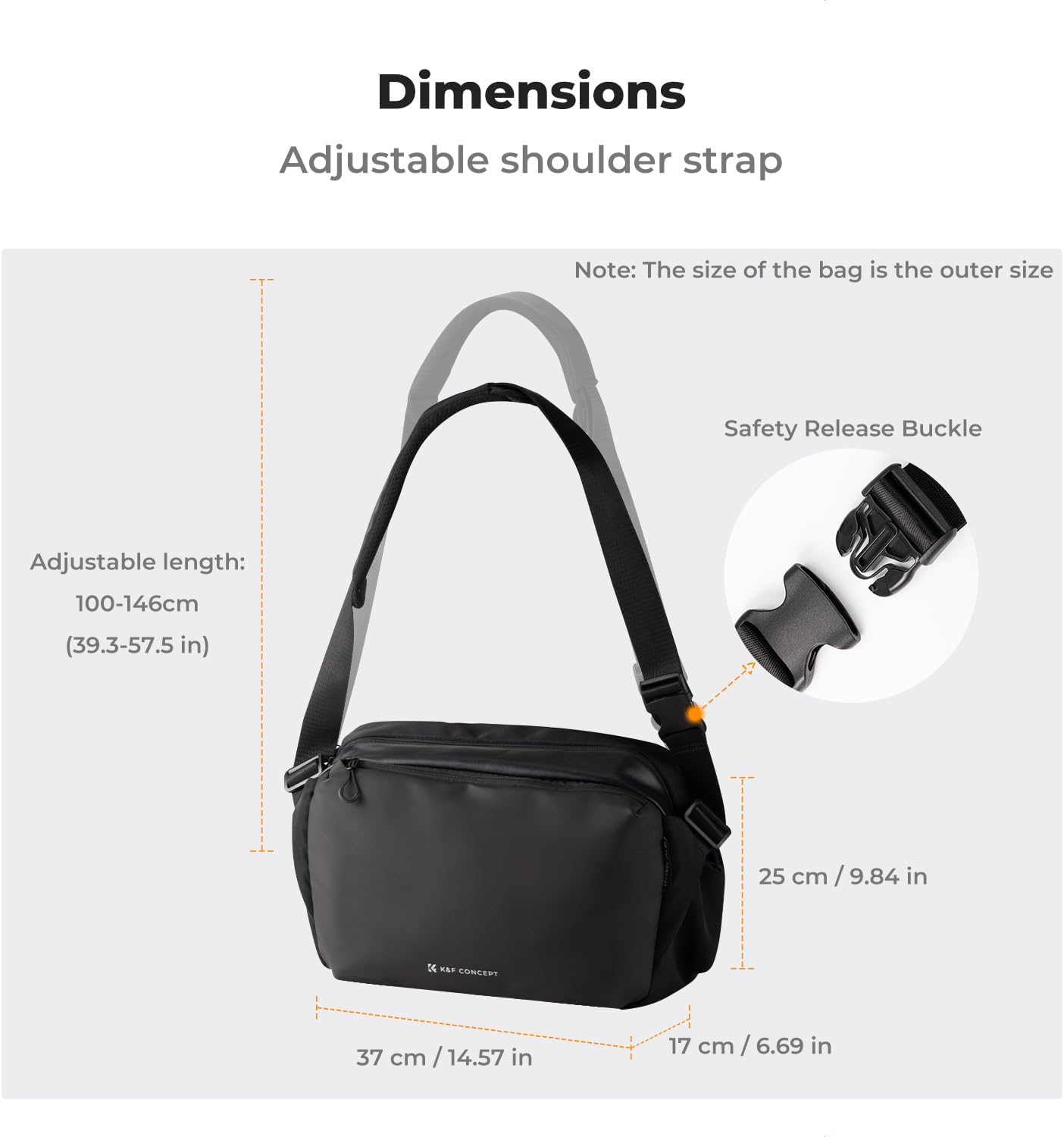 K&F Concept 2 in 1 Sling Bag Everyday Shoulder Bag & Multifunction Photography Crossbody Camera DSLR Backpack Portable Bag