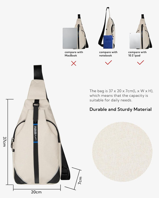 WATERFLY Small Crossbody Sling Backpack Anti Theft Backpack for Traveling Chest Shoulder Bag