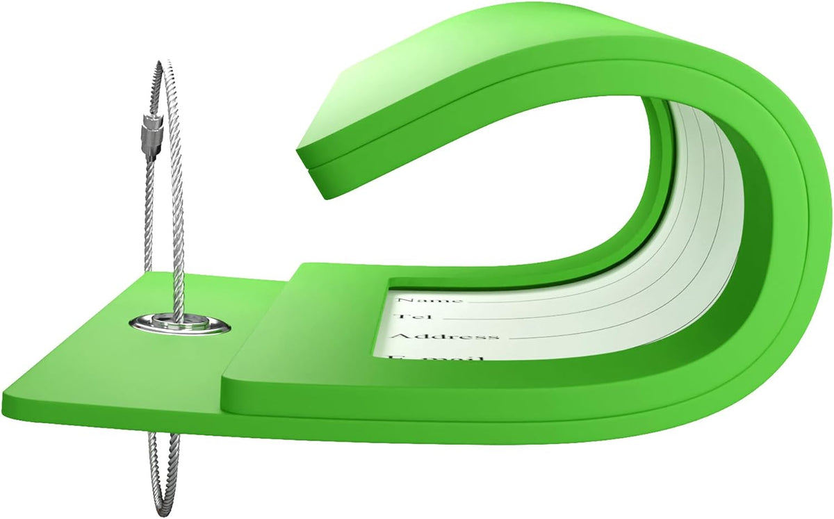Gostwo 2 Pack Luggage Tags for Suitcases, 26 Initial Letter Travel Luggage Baggage Identification Labels ID Tag Fully Bendable Tags with Stainless Steel Loop (Green) (Letter P)