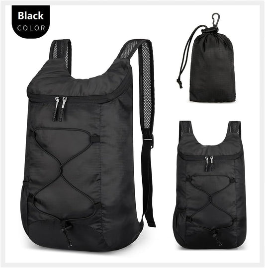 16L Hiking Daypack Lightweight Foldable Travel Backpack Water Repellent Camping Outdoor Packable Easy Carry-on Bag (Black)