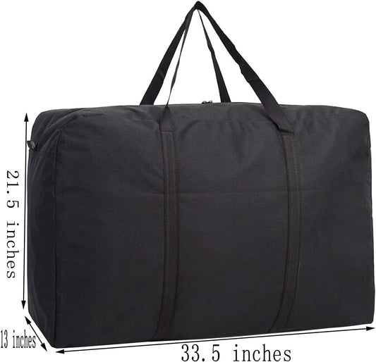 Large Storage Bags, 150L Waterproof Foldable Travel Duffle Bag with Reinforced Handles, Black Heavy Duty Moving Bags, for Bed Organize Clothing, Blanket