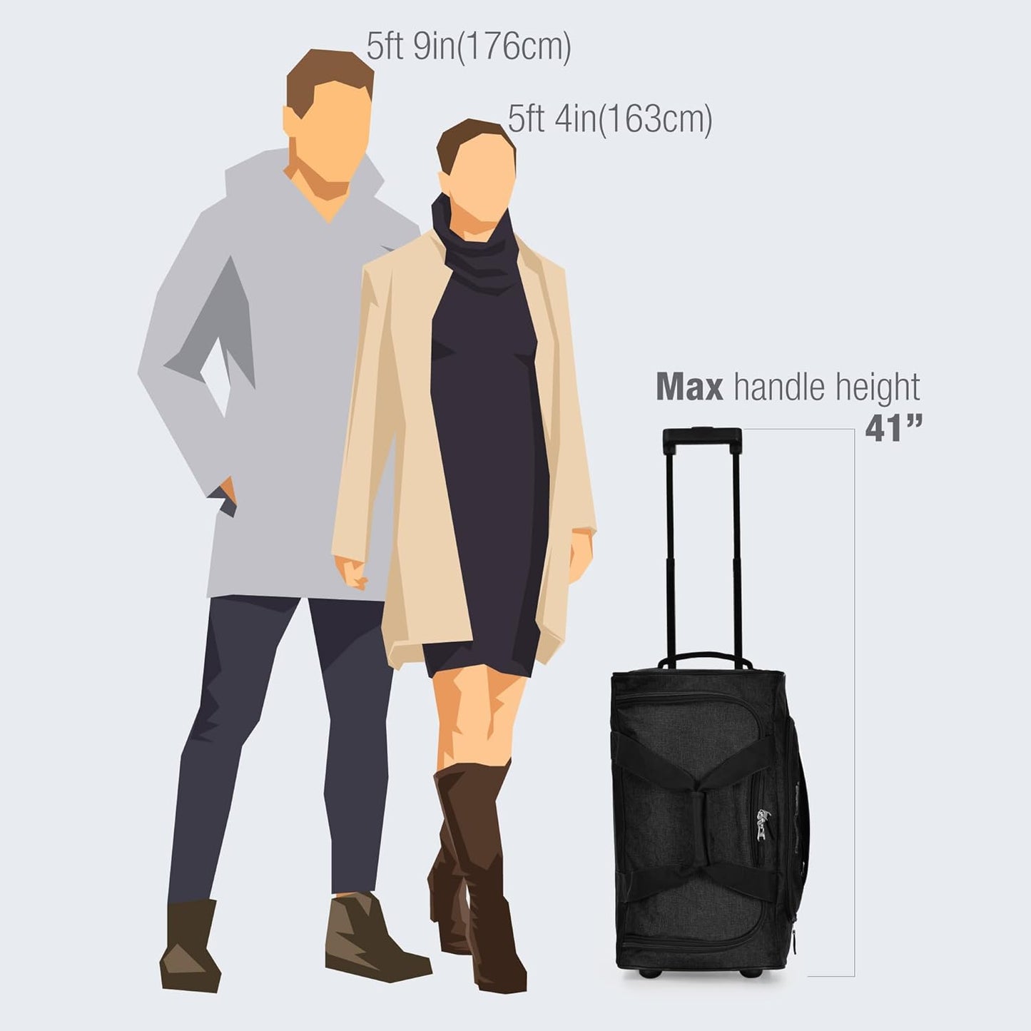 Pacific Gear Rolling Duffel Bag with Wheels, Luggage, Hockey, Sports, XL, Rollers, Heavy Duty 21"