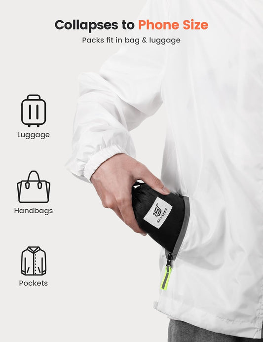 SKYSPER 16L Hiking Backpack Lightweight Small for Women Men, Foldable Packable Daypack - Travel Camping Backpack, Outdoor Hiking Bag (Black)