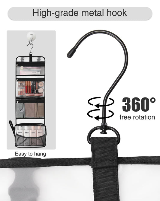 Relavel Travel Hanging Toiletry Bag for Men Women Travel Kit Shaving Bag Waterproof Large Makeup Bag Wash Bag Makeup Organizer Cosmetic Case for Bathroom Shower Semitransparent