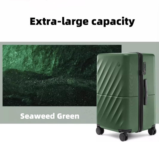 Trunk Luggage 24 Inch, Medium Checked Luggage with Double Spinner Wheels, Anti-Burst Zipper, Hard Case PC Suitcase, Lightweight Travel Luggage, TSA Approved (Seaweed Green, Hudson)