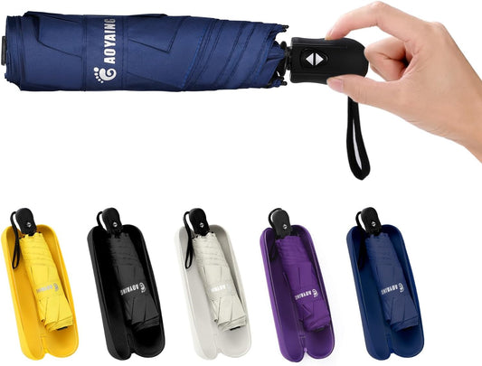 GAOYAING Compact Automatic Travel Umbrella with Case, Mini Small Folding Sun UV, Pocket Purse Umbrella