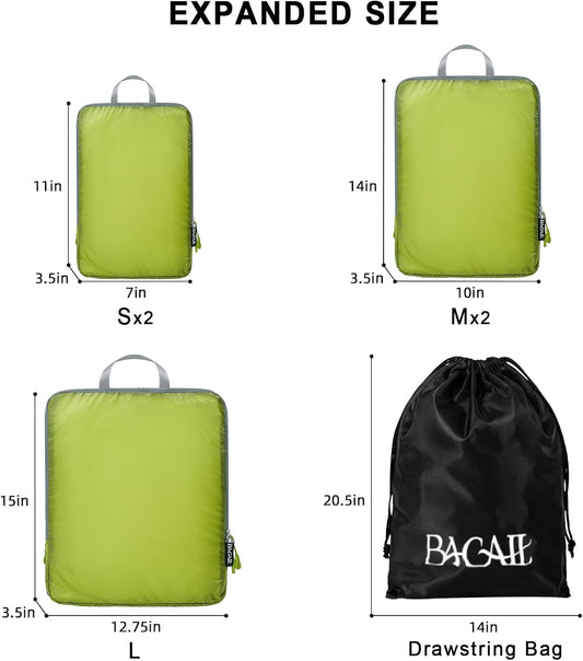 BAGAIL 6 Set Ultralight Compression Packing Cubes Packing Organizer for Travel Accessories Luggage Suitcase Backpack