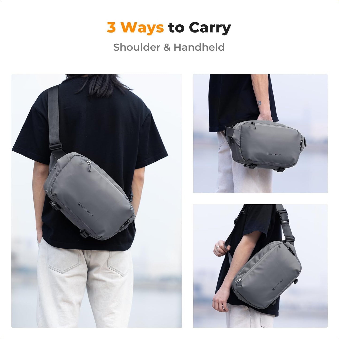 K&F Concept 2 in 1 Sling Bag Everyday Shoulder Bag & Multifunction Photography Crossbody Camera DSLR Backpack Portable Bag
