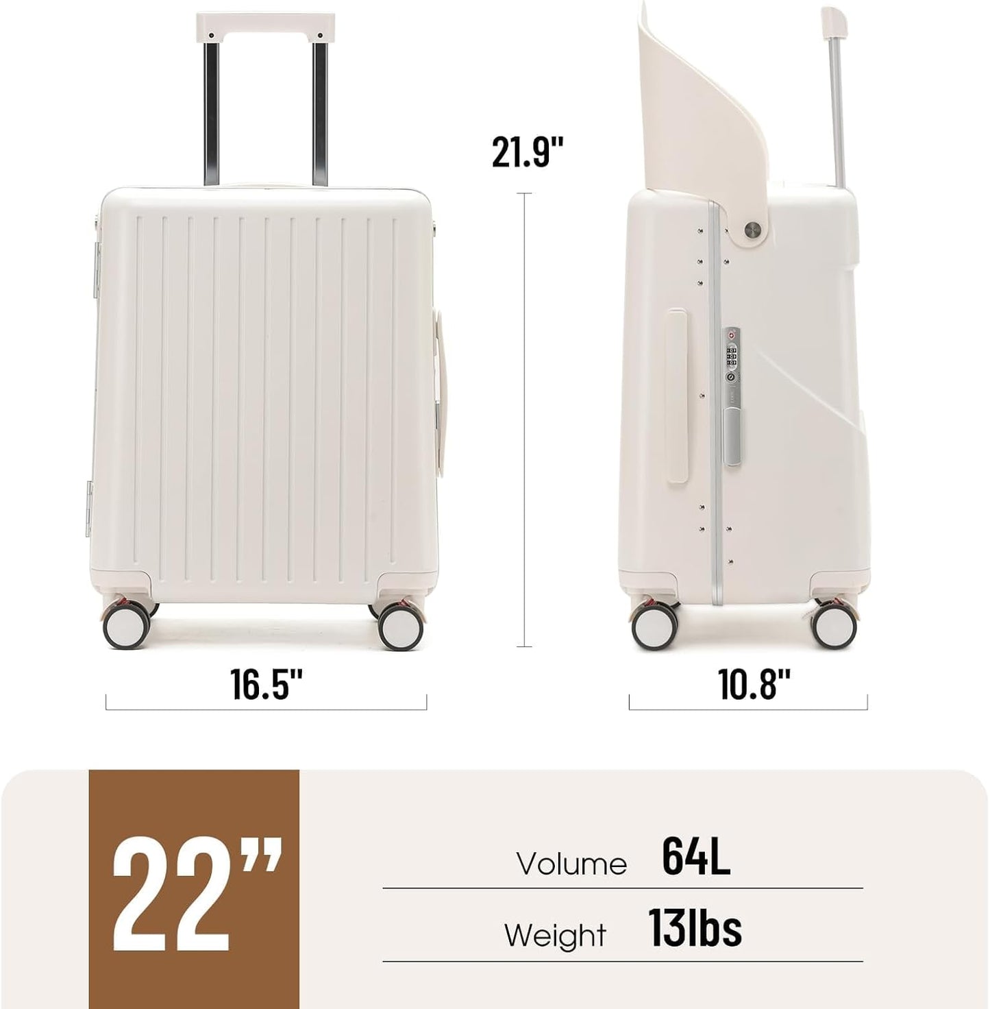 22'' Hardside Ride-On Suitcase with Seat for Kids & Adults ā Travel Luggage with 360° Spinner Wheels, Lockable TSA Lock & Seat Belts, Foldable Stool for Airport Waiting