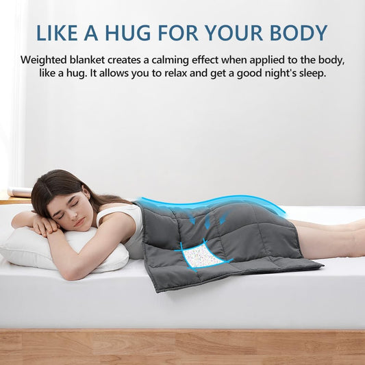 L'AGRATY Weighted Lap Blanket 5lb: Small Weighted Blanket for Adults Portable Travel - Cooling Pad for Relaxation Sleeping - Cozy Washable All-Season (29" x 24")