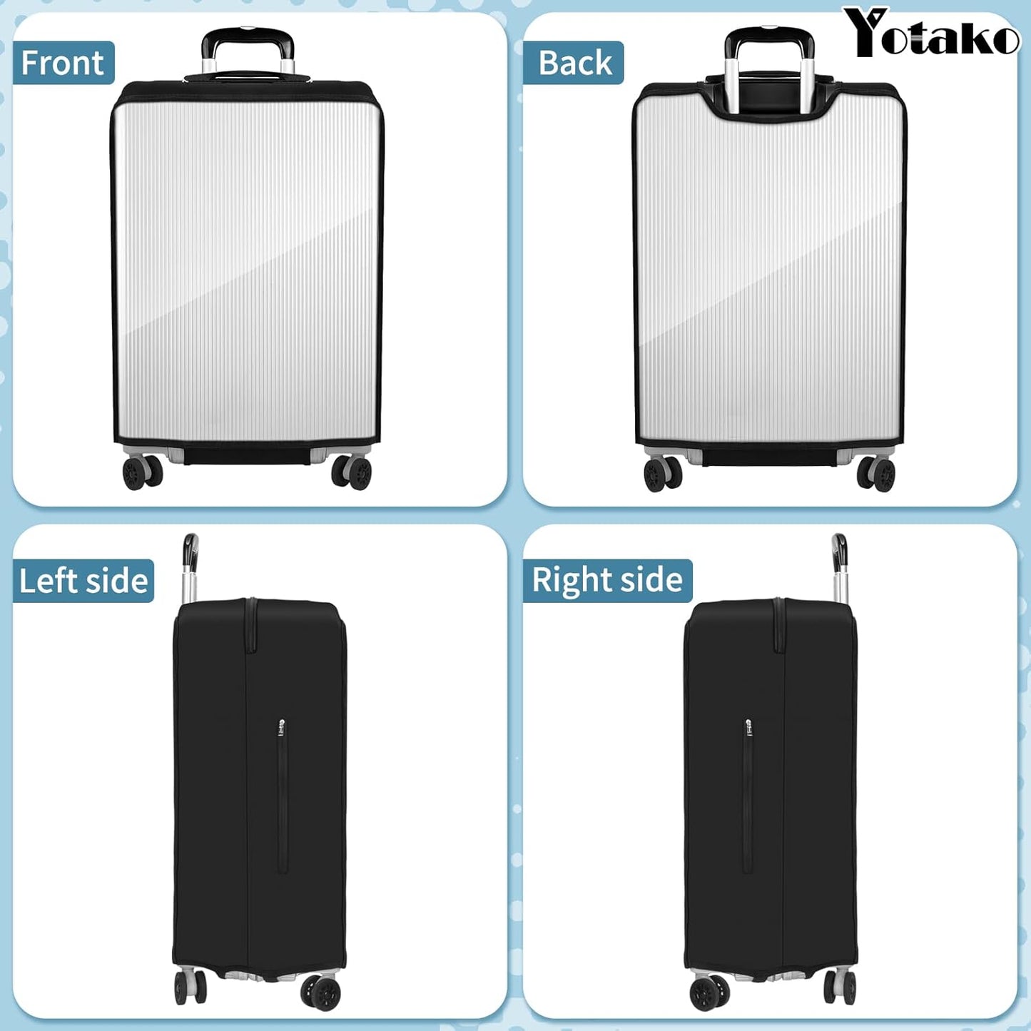Yotako Upgraded Zippered Transparent PVC Suitcase Cover, No Disassembly Required Clear Luggage Protector for Suitcase Luggage Protector Cover 20''