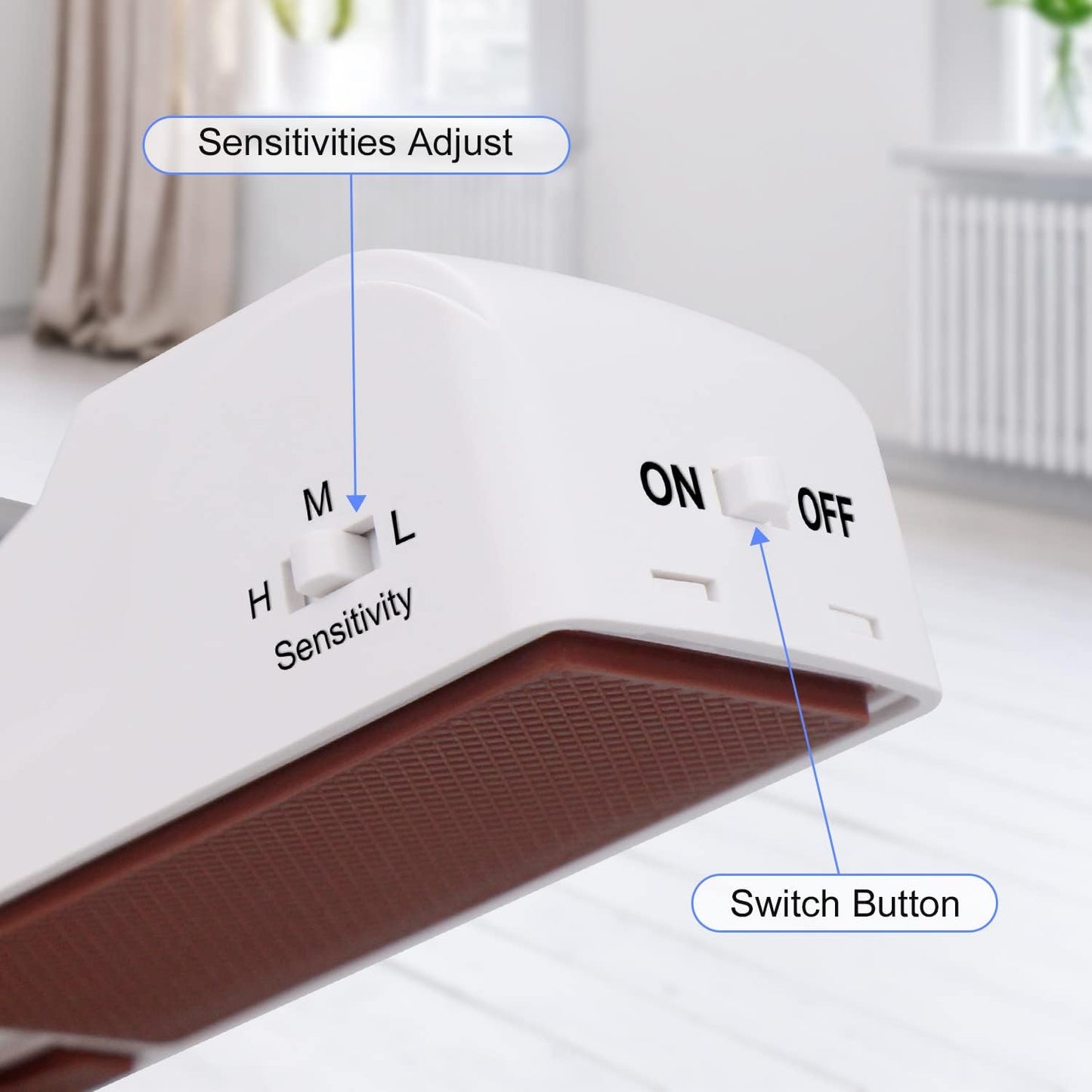 2 Pack Door Stop Alarm, Door Stopper with 120DB Security Alarm, Floor Wedge Door Stop Siren, Door Security Devices for Traveling, Apartment, Hotel and Home, White