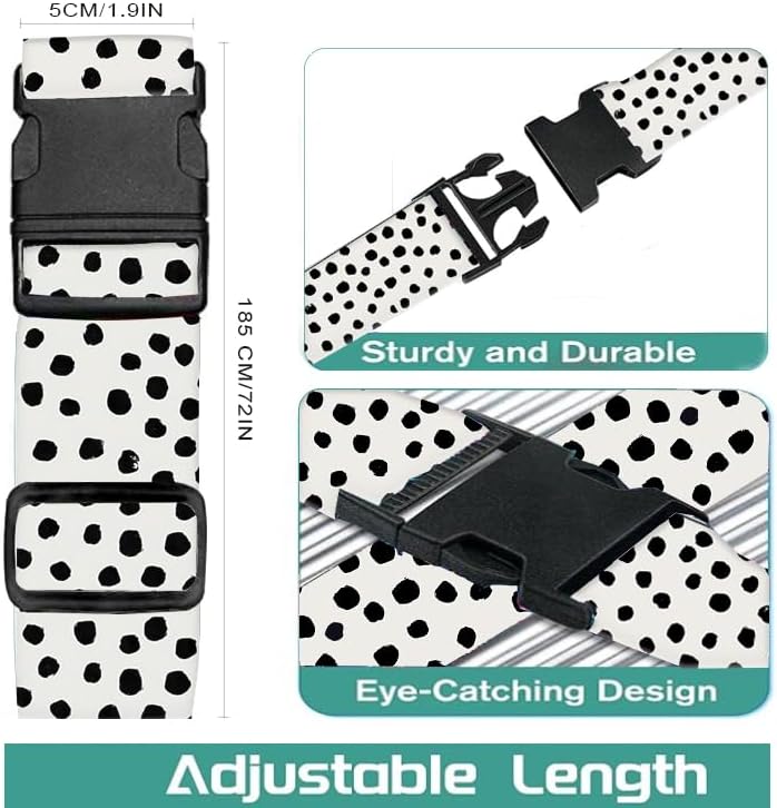 Luggage Straps for Suitcases Travel Belt Accessories, Cute Suitcase Strap, Adjustable Luggage Belt Strap, Heavy Duty with Quick-Release Buckle Luggage Strap Cute Polka Dots