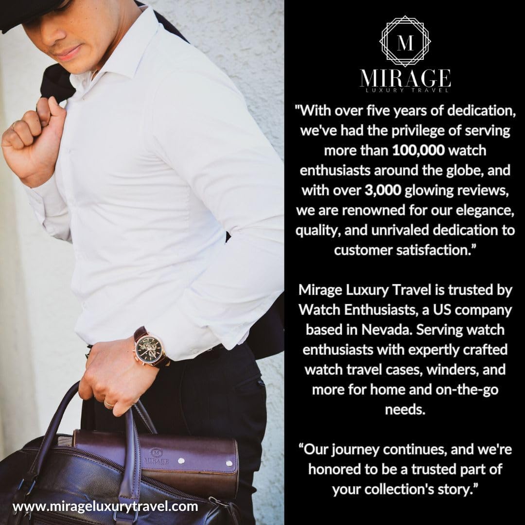 2 Watch Travel Case for Men- Watch Roll Holder and Display - Royal Green Swiss Motif Vegan Leather