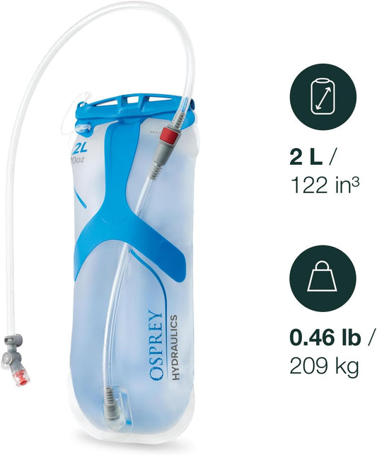 Osprey Hydraulics 3L Backpack Water Reservoir with Bite Valve - BPA-Free, Leakproof Hydration Bladder with QuickConnect and Slide-Seal - Compatible with Most Hiking and Biking Packs, Clear