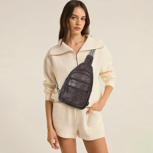 Sling Bag for Women Crossbody Fanny Pack Sling Purse Backpack Vegan Leather Travel Cross Over Shoulder Bag Coffee