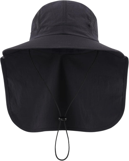 Home Prefer UPF 50+ Sun Hats for Men Women Wide Brim Fishing Hat with Neck Flap UV Protection Sunblock Safari Bucket Hat