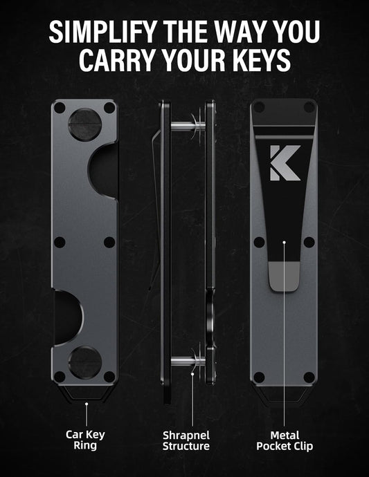 Key Organizer Key Holder Compact Key Case Minimalist Metal Key Chain Key Holder for Keychain Secures 8-10 Keys EDC