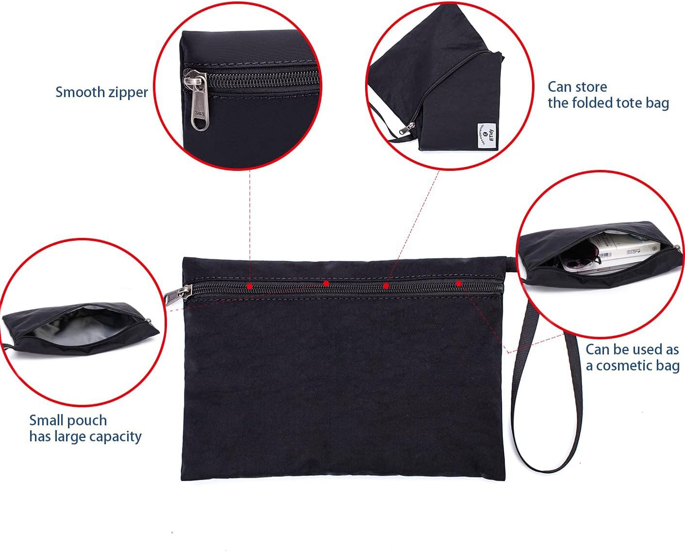 ETidy Large Capacity Foldable Tote Bag With Zipper Water-resistant SandproofWomen Beach Bag Handbag GymBag Travel ShoppingBag