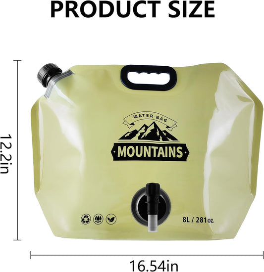 Collapsible 8L Water Storage Bag, BPA-Free Portable Folding Water Jug with Adjustable Faucet, Leakproof Emergency Water Bag for Camping, Hiking, Riding, Outdoor Sport (BEIGE, 2)
