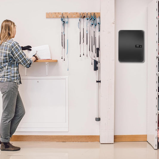 72 Position Key Cabinet with Combination Lock Wall Mount, Black Steel Locking Key Organizer Safe Security Storage Lockbox Holder for Valets, with Colorful Key Tag Labels Stickers and Hooks