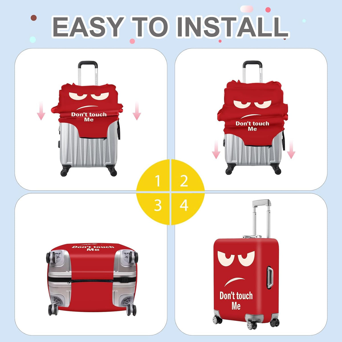 ANNA QUEEN Funny Luggage Cover, Don't Touch Me Red Face Design, Stretchable, Washable Travel Protector for 28-30 Inch Luggage