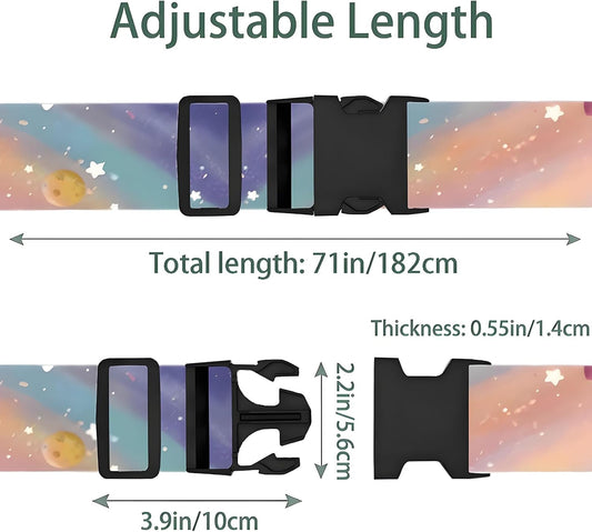 Milky Way Galaxy Luggage Straps for Suitcases, Adjustable Luggage Travel Belt to Keep Luggage Security While Travel, Strong Polyester Fabric, Easy-to-Recognize Stylish Design Travel Essentials, 2 Pack