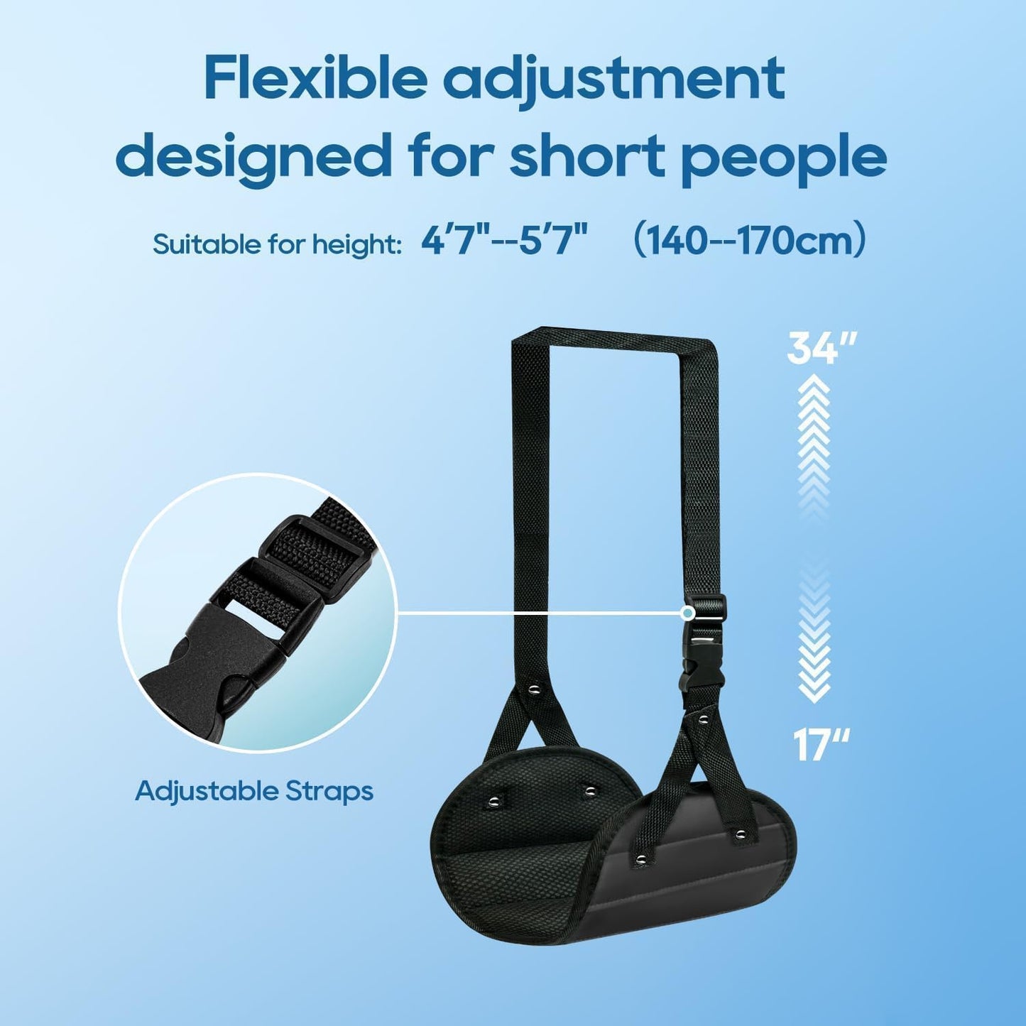 Airplane Foot Hammock, Portable Leg Rest with Removable Cushion for Women and Men, Ergonomic Support for Travel, Car & Home