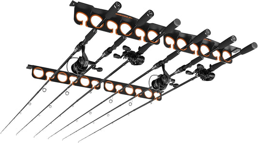 KastKing SafeGuard Fishing Rod Holder for Garage, Wall or Ceiling Mounted Fishing Rod Rack Storage Organizer, Fishing Pole Holder Holds 12 Rods or Combos in Less Than 36 Inches