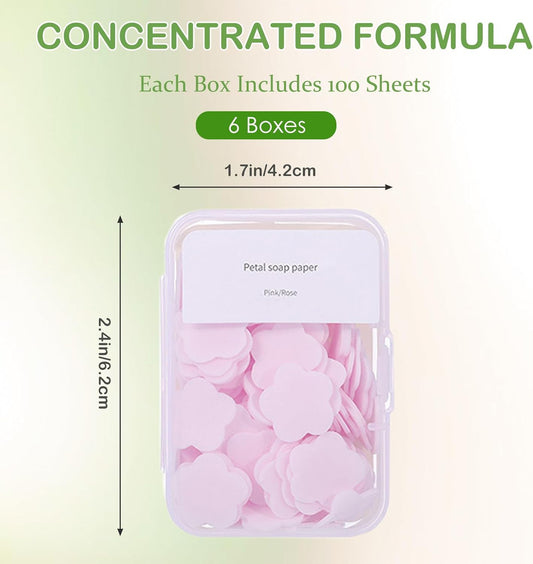 600PCS Portable Mini Soap Sheets – Scented Disposable Hand Washing Paper, Travel-Friendly & Water-Soluble Soap for Camping, Hiking & Outdoor Use