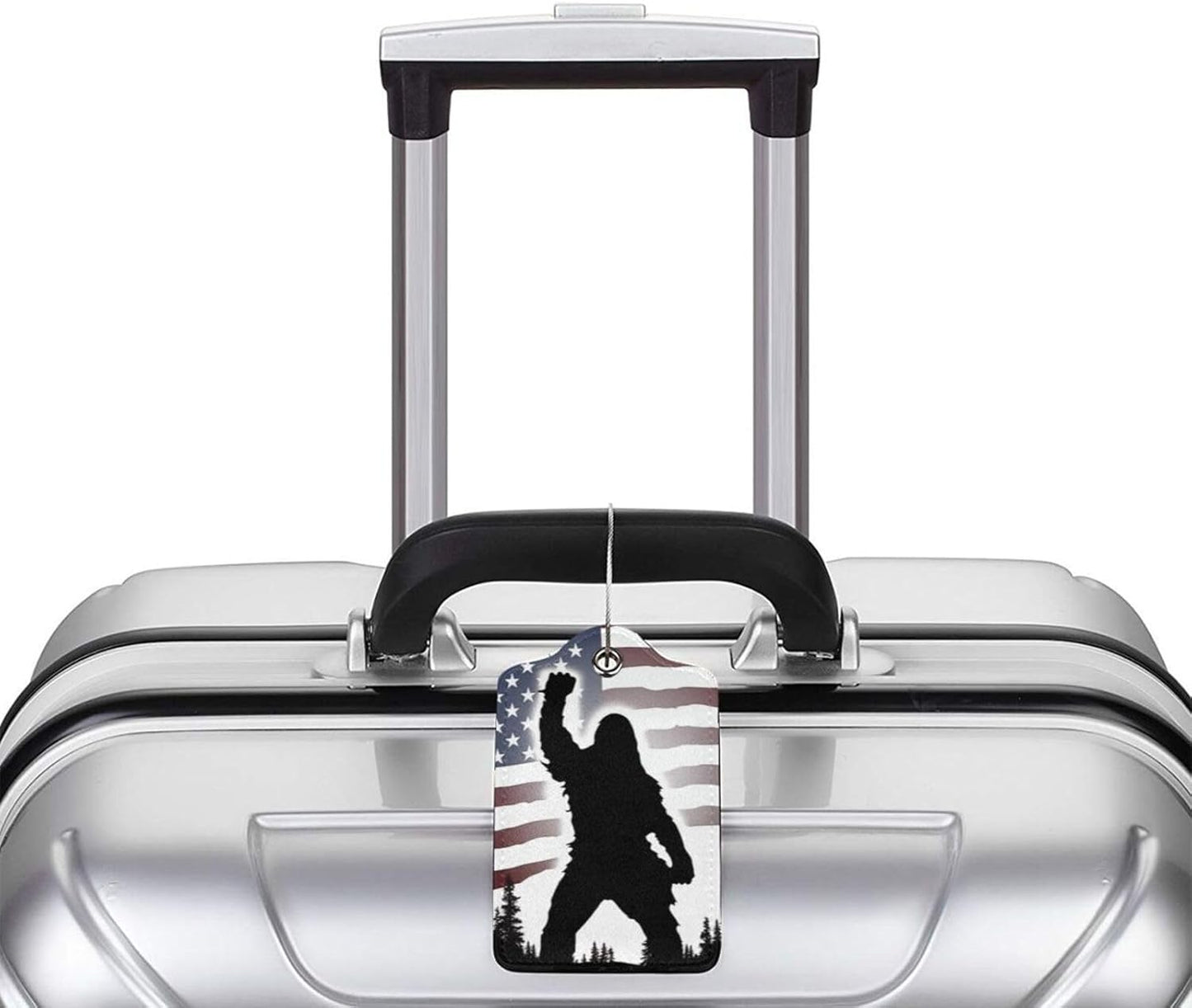 American Flag Leather Luggage Tag with Stainless Steel Ring, Fun Name Id Card Cover Travel Bag Tag Set, Suitable for Travel Bag Luggage Women Men 1 PCS