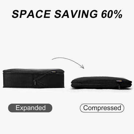 Compression Travel Packing Cubes, 6 Set Expandable Luggage Organizer Bags, Durable Travel Accessories for Suitcases, Backpacks, and Carry-Ons (Black)