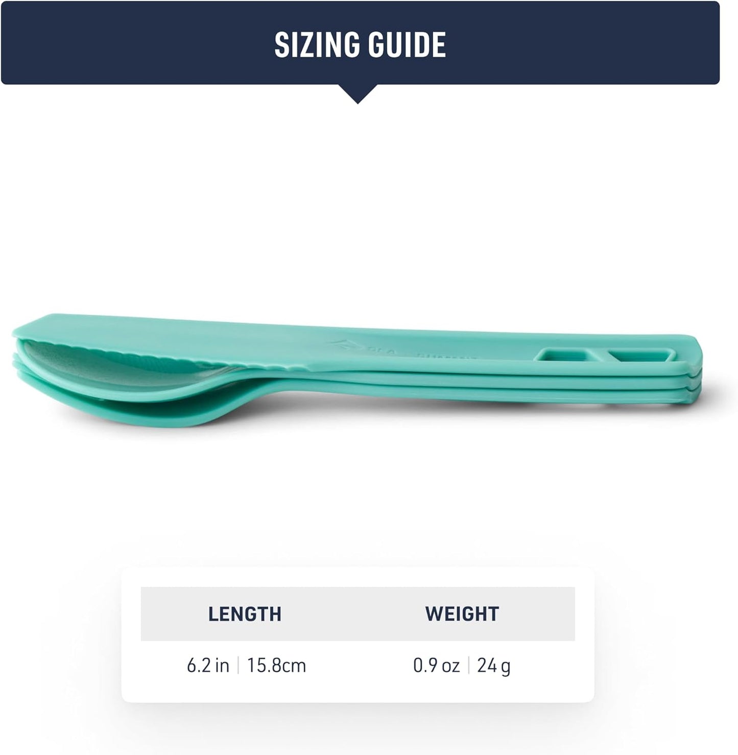 Sea to Summit Passage Camp Cutlery Set, Fork, Spoon and Knife, Aqua Sea Blue