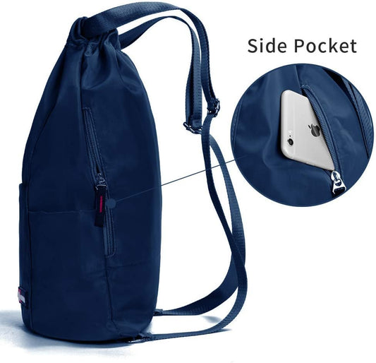 ZOORON Waterproof Drawstring Gym Backpack Bag for Men & Women, Sport Gym Sack Mini Travel Daypack