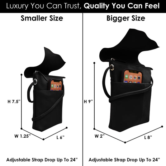 ili New York Leather Mini Sac Crossbody - Genuine Leather Crossbody Bags for Women with RFID Blocking, Adjustable Strap