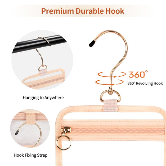 CUBETASTIC Hanging Travel Toiletry Bag for Women, Clear Makeup Bags Portable Transparent Cosmetic Case Small Skincare Pouch Waterproof Travel Bag for Toiletries