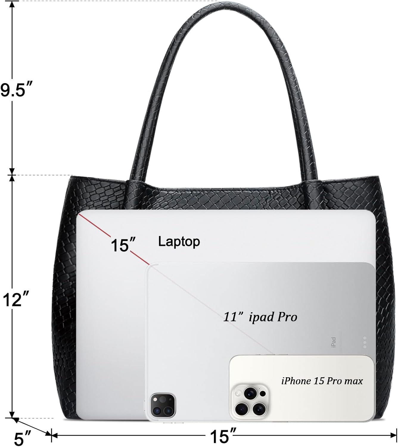 KKXIU Tote Bag for Women Vegan Leather Shoulder Purse Large Capacity Travel Bag