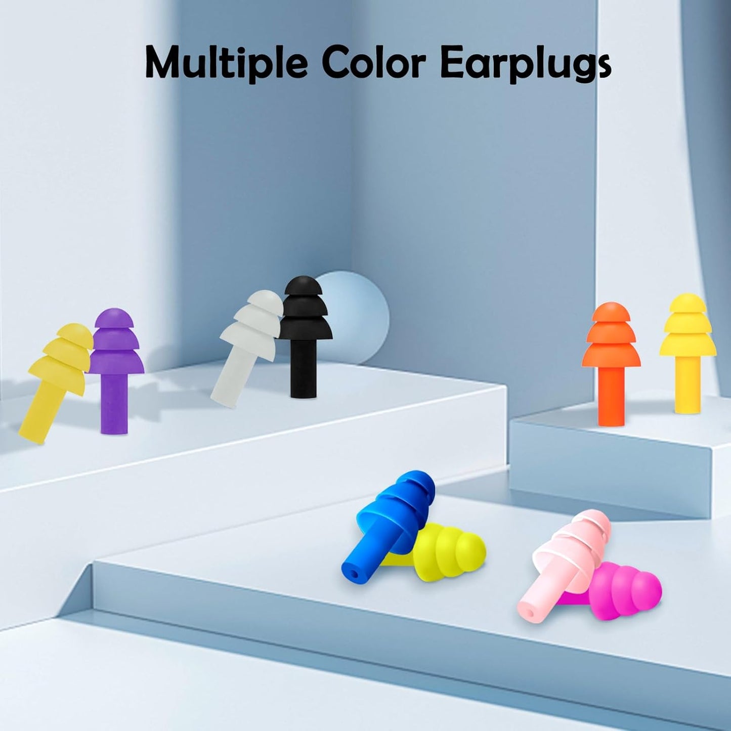 100 Pairs Ear Plugs for Sleeping Noise Cancelling, Reusable Silicone Sound Blocking Earplugs, Waterproof Noise Reduction Ear Plugs for Shooting, Swimming, Concerts, Snoring