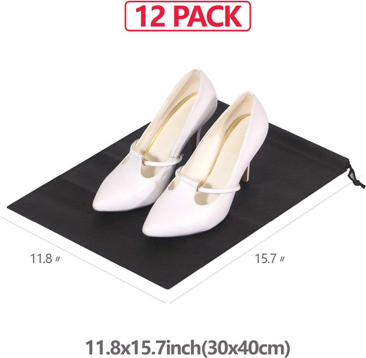 12 Pack Shoe Bags for Travel Non-Woven with Rope for Men and Women Large Shoes Pouch Storage Packing Organizers