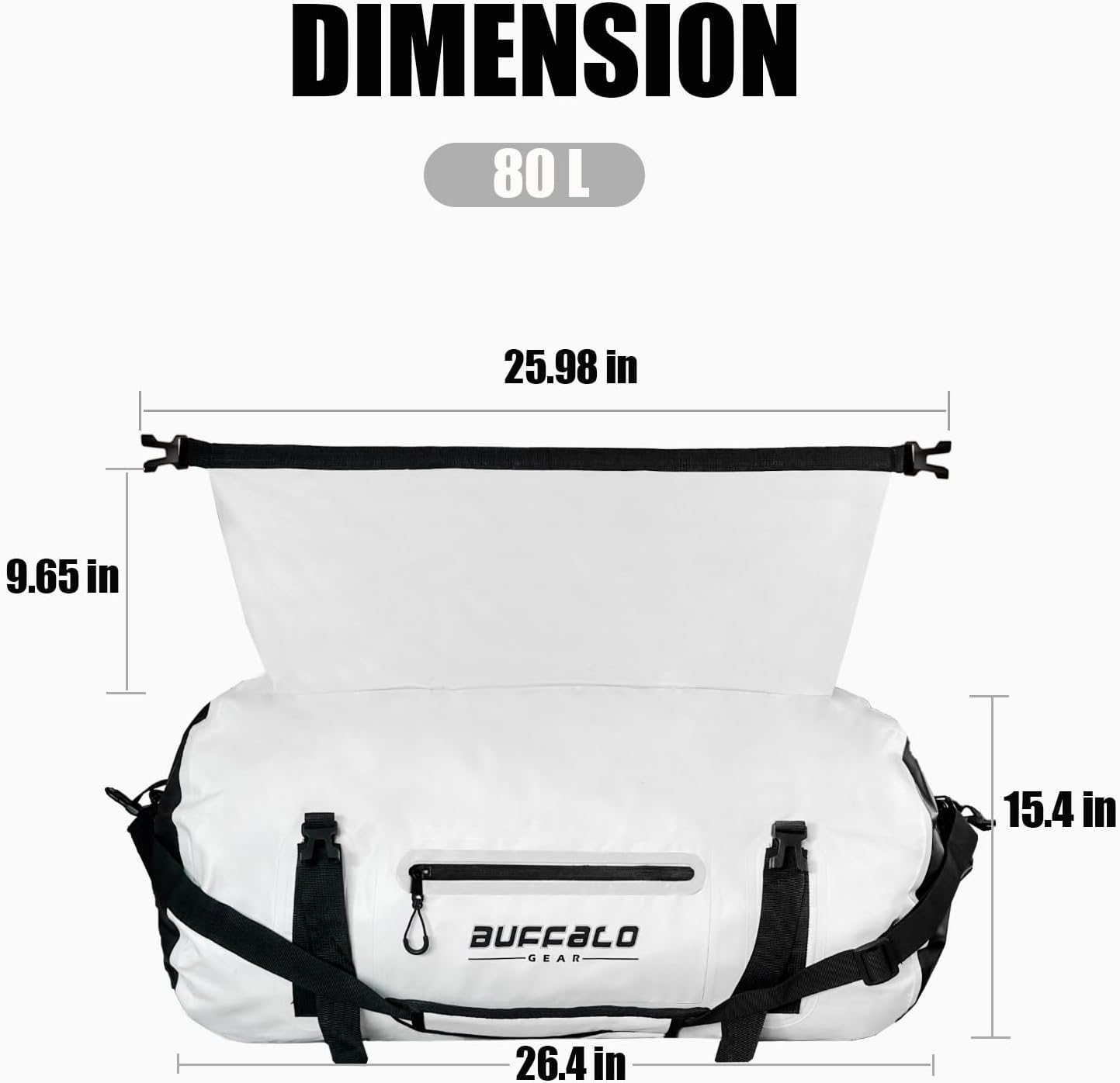 Buffalo Gear Waterproof Duffle Bag 40L 60L 80L Roll-top Dry Bag Heavy Duty Waterproof Duffel Travel Bag for Kayaking Rafting Boating Fishing Camping