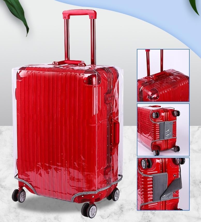 Clear PVC Suitcase Cover - Thickened Waterproof Luggage Protector, Full Transparent Dustproof Sleeve for Wheeled Suitcases (22")