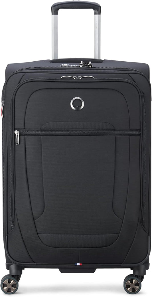 DELSEY PARIS Helium DLX Softside Expandable Luggage with Spinner Wheels, Black, 3 Piece Set (20/25/29)