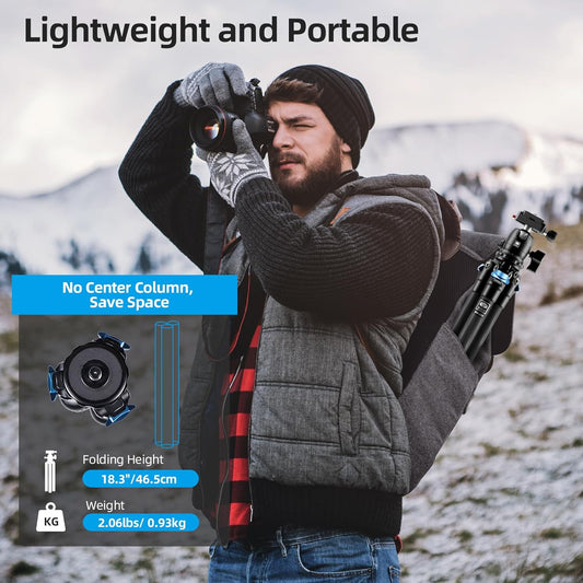 SIRUI Carbon Fiber Travel Tripod - Lightweight Only 0.93kg,Compact Tripod with 360° Panorama Ball Head Quick Release Plate, Max Height 50.2", Max Load 6kg for Camera, DSLR