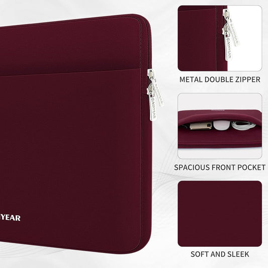 RAINYEAR Laptop Sleeve Case 15.6 Inch, Protective Portable Case with Front Pocket, Briefcase Handbag Computer Carrying Bag Laptop Bag Compatible for HP, Dell, Asus, Lenovo, Notebook, Red