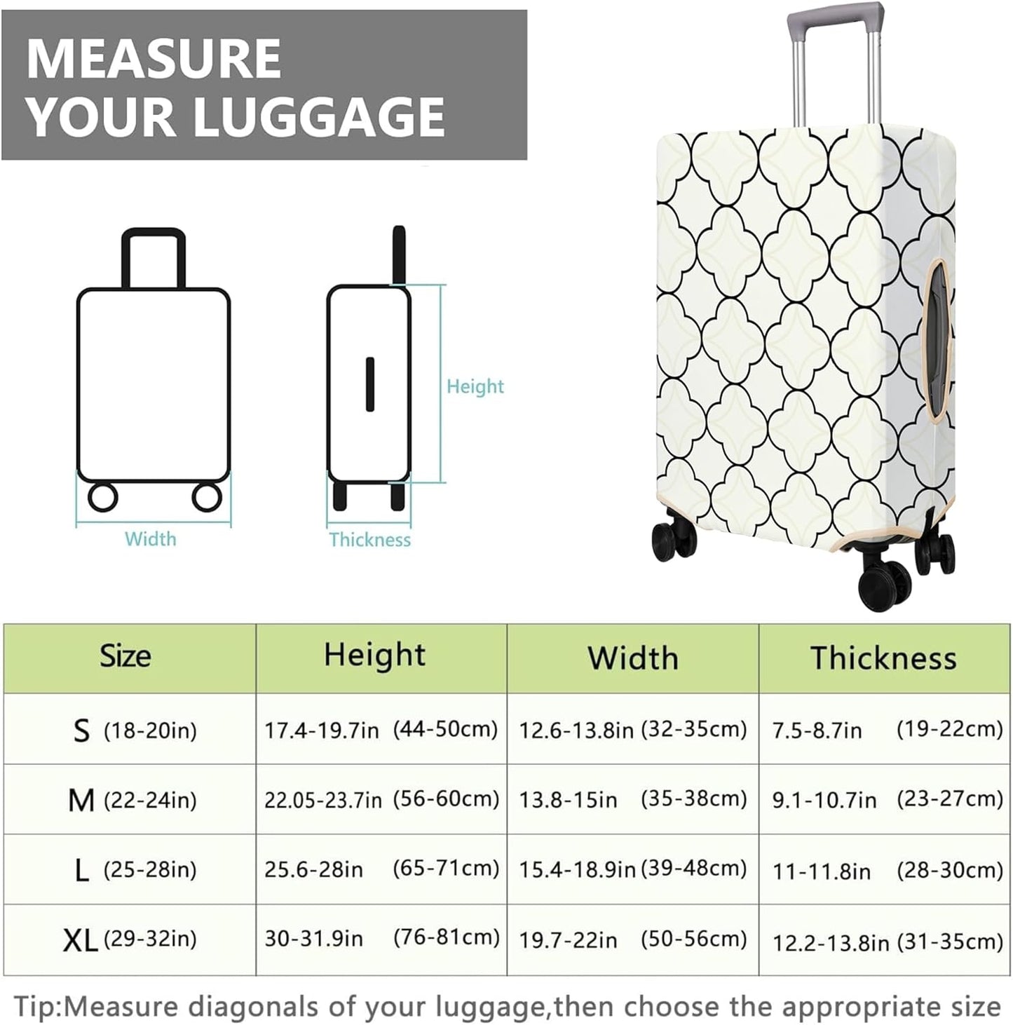 Travel Luggage Cover Suitcase Protector Fits 18-32 Inch Wheel Covers PatternedTravel Related Items Flower Luggage Protector Elastic L