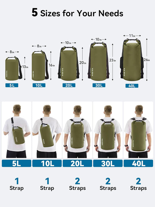 HEETA Waterproof Dry Bag for Women Men(Upgraded Version) 5L/10L/20L/30L/40L Roll Top Lightweight Dry Storage Bag Backpack with Emergency Whistle for Travel, Swimming, Boating, Kayaking, Camping, Beach